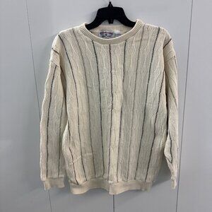 Vintage 90s Boca Classics Knit Sweater Grandpa Cosby Style Cotton Cream USA Made
